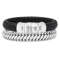 Buddha to Buddha 008BL Armbanden Ben Customized Set Silver & Leather Black