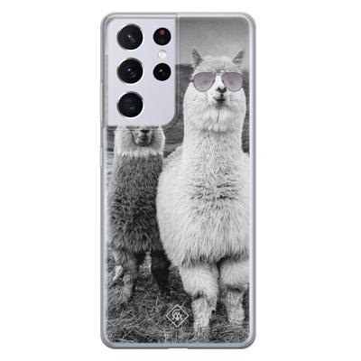 Samsung Galaxy S21 Ultra siliconen telefoonhoesje - Llama hipster Samsung Galaxy S21 Ultra siliconen telefoonhoesje - Llama hipster