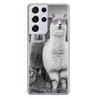 Samsung Galaxy S21 Ultra siliconen telefoonhoesje - Llama hipster