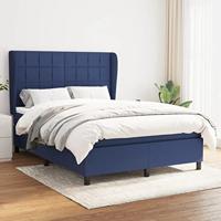 vidaXL Boxspring met matras stof blauw 140x190 cm, bed, boxspringbed, tweepersoonsbed, slaapmeubel, boxspring bed, bed met matras, bedframe, ledikant
