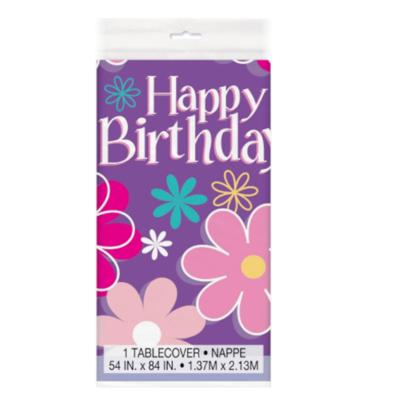 Verjaardag Tafelkleden - Bloemen 'Happy Birthday' (1,37m X 2,13m)