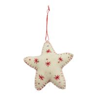 Vilten Hanger Ster Wit met Rood (18 x 10 cm)