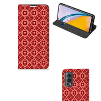 OnePlus Nord 2 5G Hoesje met Magneet Batik Rood - thumbnail