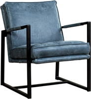 Blauwe leren industriële design fauteuil Secret - Kenia Leer Denim (blauw leer) - thumbnail