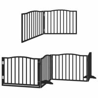 vidaXL Hondenhek inklapbaar 6 panelen 480 cm populierenhout zwart