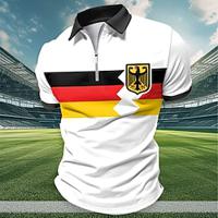 Voetbal Duitsland Sportkleding Casual Voor heren Polo met rits Korte mouw Straat Dagelijks Feestdagen Lente zomer 3D Afdrukken Strijkijzer Wit Geel Micro-elastisch Polyester Lightinthebox