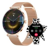 Forever Smartwatch voor dames SB-370 Lucca 1,43 inch, AMOLED, Bluetooth v5.3, IP68 roségoud - latwerk band