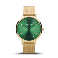 Bering 14134-338 Green 34mm Gold Mesh