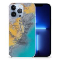 Apple iPhone 13 Pro TPU Siliconen Hoesje Marble Blue Gold - thumbnail