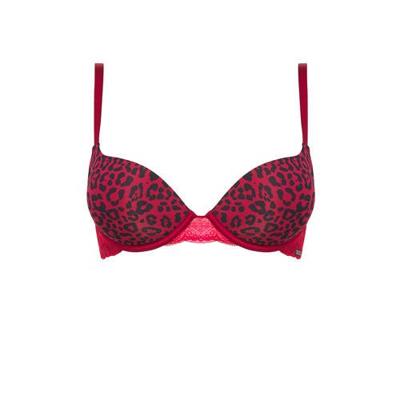 Sapph push-up bh Mila met panterprint rood/zwart
