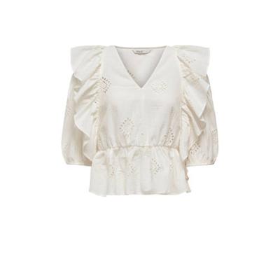 ONLY top ONLIRMA met volant ecru
