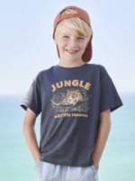 Jongensshirt dierenmotief antraciet