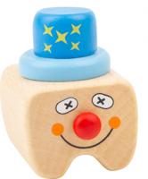 Small Foot melktanddoosje Clown hout 5 cm blank/blauw