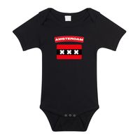 Amsterdam romper met vlag zwart voor babys - thumbnail