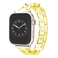 By Qubix - Metalen quick-release ketting band - Goud - Compatible met Apple watch 44mm / 45mm / 46mm / 49mm - Compatible Apple watch bandjes