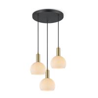 Moderne Hanglamp Credo - Messing - 30/30/125cm - 3 lichts hanglamp gemaakt van Glas en Metaal - geschikt voor E14 LED lichtbron - Dekra getest - Pendellamp geschikt voor woonkamer, slaapkamer en keuken