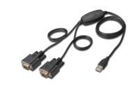 Digitus USB 2.0-2x RS-232 seriële kabel Zwart 1,5 m USB Type-A DB-9