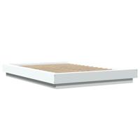 vidaXL Bedframe met LED-verlichting bewerkt hout wit 120x200 cm, bed, bed ombouw, 2 persoonsbed, bedbodem, slaapkamermeubel, tweepersoonsbed