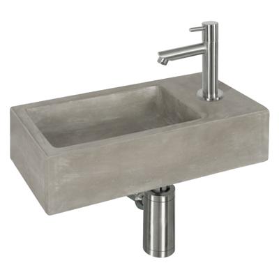 WC Fontein Hura Rechte Kraan | Fonteinset Beton met Chroom | Betonnen Wastafel WC Fontein Hura Rechte Kraan | Fonteinset Beton met Chroom | Betonnen Wastafel