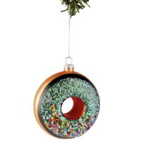 Nordic Light Kerstbal Donut Bruin/Blauw 10 cm - thumbnail