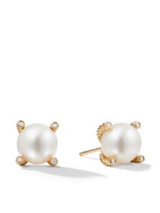 David Yurman puces d'oreilles Solari en or 18ct à ornements - Blanc