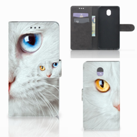 Samsung Galaxy J7 2017 | J7 Pro Telefoonhoesje met Pasjes Witte Kat