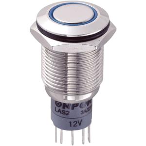 TRU COMPONENTS 701791 LAS2GQF-11ZE/B/12V/N/P Vandalismebestendige drukschakelaar 250 V/AC 3 A 1x aan/aan Continu Blauw IP67 1 stuk(s)