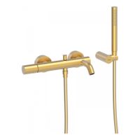 Badkraan Tres Study | Opbouw | Mengkraan | 2-weg | hoh 15 cm | 1-knop | Rond | 24k Goud mat - thumbnail