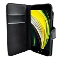 JT Berlin Bookcase Schöneberg Case compatibel met Apple iPhone SE (2022 & 2020), kunstlederen hoes [TPU behuizing binnenin, standfunctie, kaartenvakken, magneetsluiting, zwart