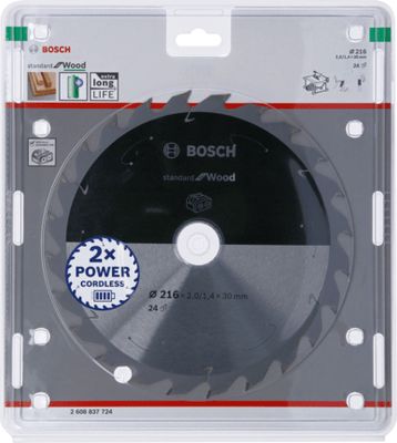 Bosch Accessories Bosch 2608837724 Hardmetaal-cirkelzaagblad 216 x 30 mm Aantal tanden: 24 1 stuk(s)