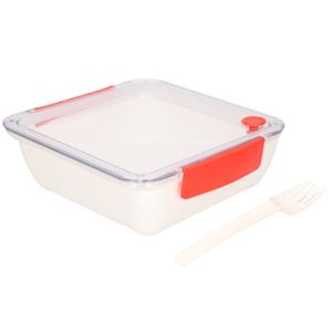 Transparant met rode lunchbox met luchttoevoerknop   -