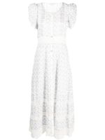 LoveShackFancy robe mi-longue à fleurs - Blanc