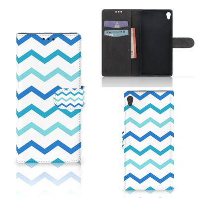 Sony Xperia XA Ultra Telefoon Hoesje Zigzag Blauw