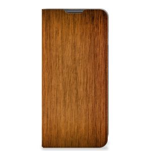 Motorola Moto G22 Book Wallet Case Donker Hout