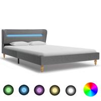 vidaXL Bedframe met LED stof lichtgrijs 120x200 cm