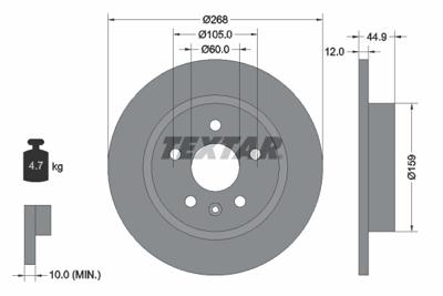 Remschijf TEXTAR, Remschijftype: Massief, u.a. fÃ¼r Opel, Vauxhall, Chevrolet, Buick