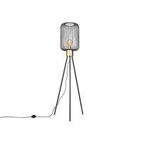 QAZQA Design vloerlamp zwart met goud - Mayelle