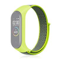 By Qubix - Nylon Geweven Bandje Compatible met Xiaomi Mi Band 3/4 / 5/6 / 7 - Groen - Compatible Xiaomi bandje