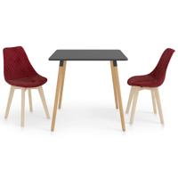 vidaXL 3-delige Eethoek wijnrood