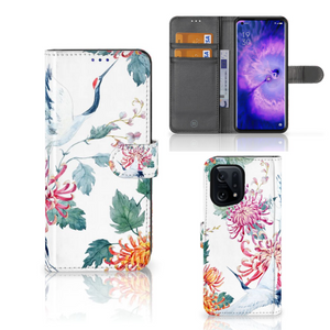 OPPO Find X5 Telefoonhoesje met Pasjes Bird Flowers