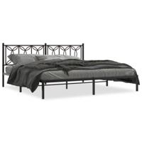 Bedframe met hoofdbord metaal zwart 193x203 cm