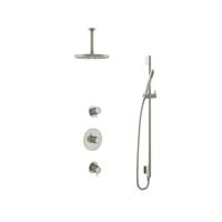 Hotbath Get Together doucheset met 2 stopkranen met 15 cm plafondbuis, 25 cm hoofddouche, glijstang, geborsteld nikkel