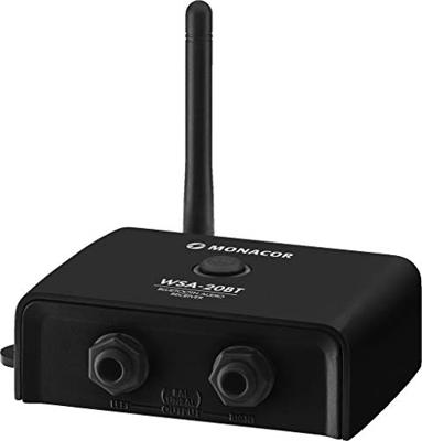 MONACOR WSA-20BT Bluetooth audio-ontvanger voor het afspelen van muziek van mobiele toespelers, zwart