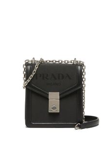 Prada sac porté épaule à logo en jacquard - Noir