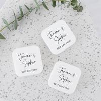 Zeep bedankje bruiloft vierkant modern met namen