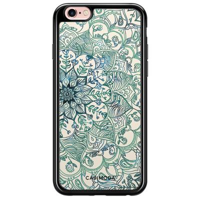 iPhone 6/6s siliconen zwart hoesje - Mandala blauw