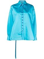 Christopher John Rogers chemise en satin nouée au dos - Bleu - thumbnail