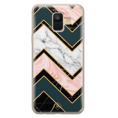 Samsung Galaxy A6 2018 siliconen hoesje - Marmer triangles Samsung Galaxy A6 2018 siliconen hoesje - Marmer triangles