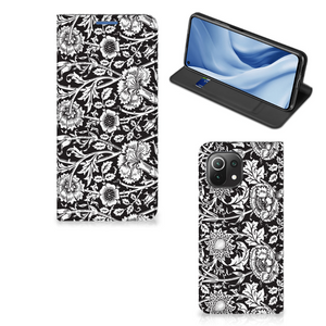 Xiaomi 11 Lite NE 5G | Mi 11 Lite Smart Cover Black Flowers