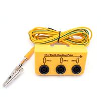 QUADRIOS GmbH ESD aardingsbox ABS 3 x bananenbus met 3 m kabel bananenstekker/krokodillenklem aardpunt potentieelcompensatie professionele antistatische accessoires (standaard conform EN 61340-5-1)